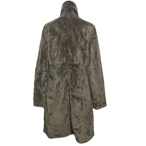 Athleta Minka Plush Fleece Midline Coat Size XL Olive Green Cozy Warm - Picture 2 of 7